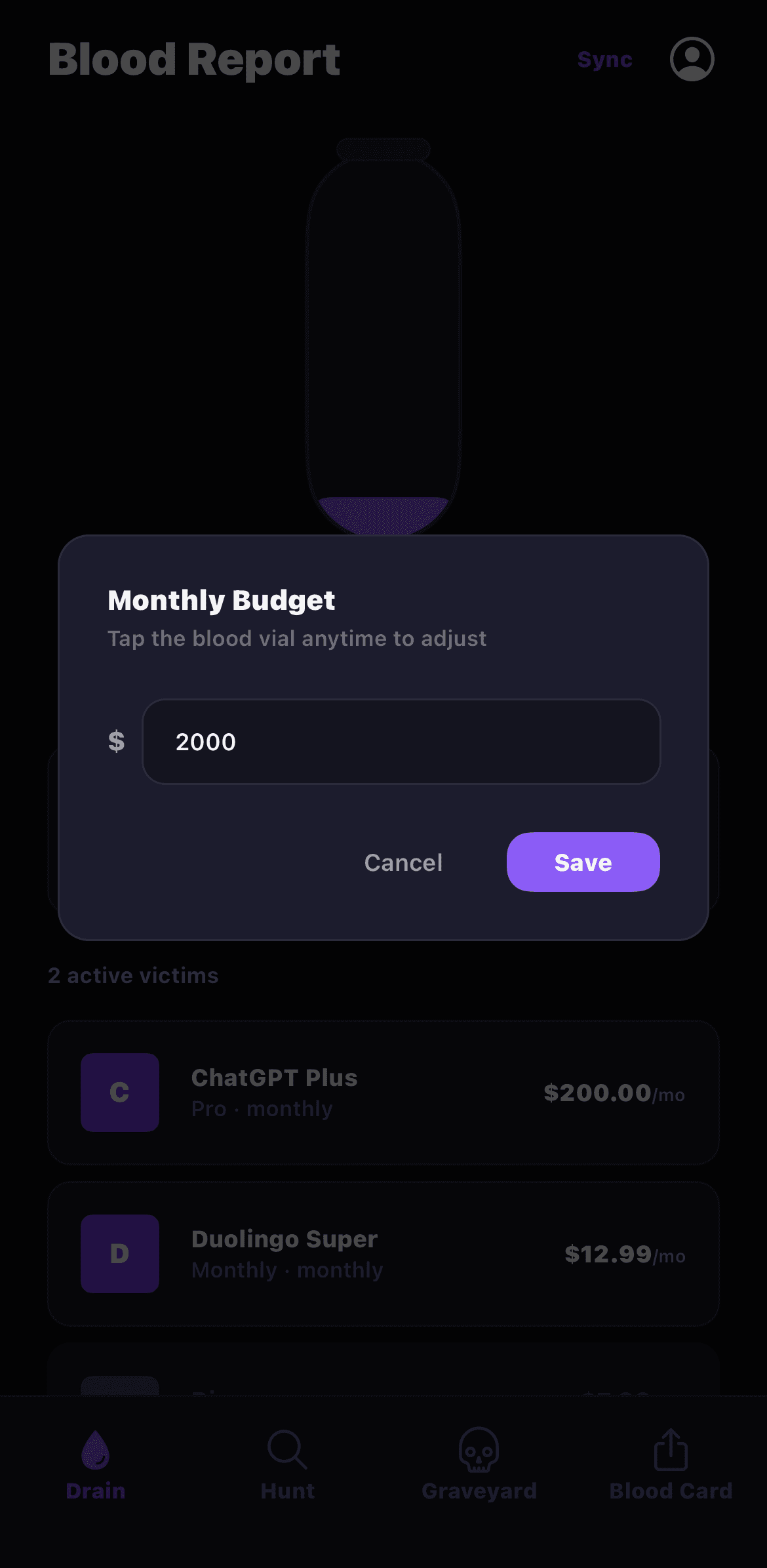 Budget Modal